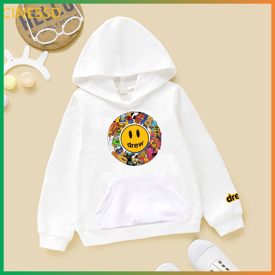 Áo hoodie drew màu trắng chất nỉ bông đủ size cho cả gia đình cực hot