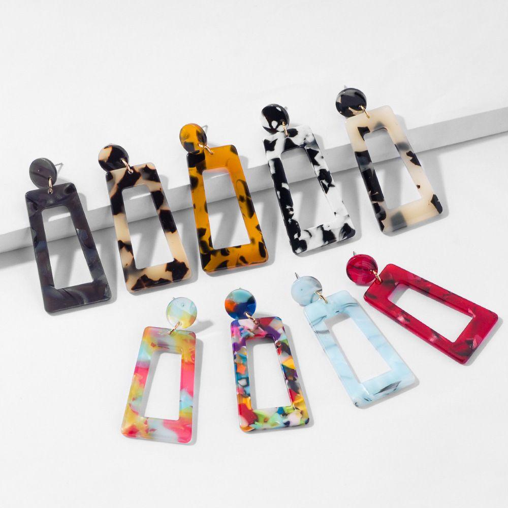 Dây Chuyền Acrylic Dáng Dài Mặt Hình Học Nhiều Màu Thời Trang Cho Nữ
