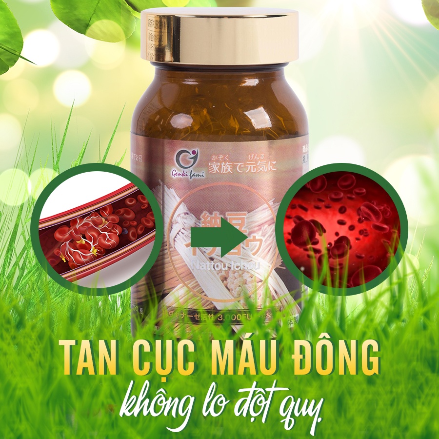 Natto Ichou ngừa đột quỵ Nhật Bản Nattokinase 3000 FU bổ não ginkgo Genki Fami [Chính hãng] - KONNI39