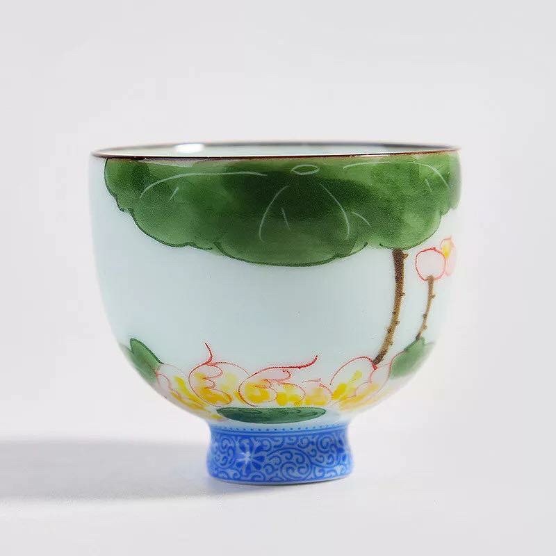 Chén Sứ Vẽ Sen Thủ Công Sứ Cảnh Đức Thấu Quang