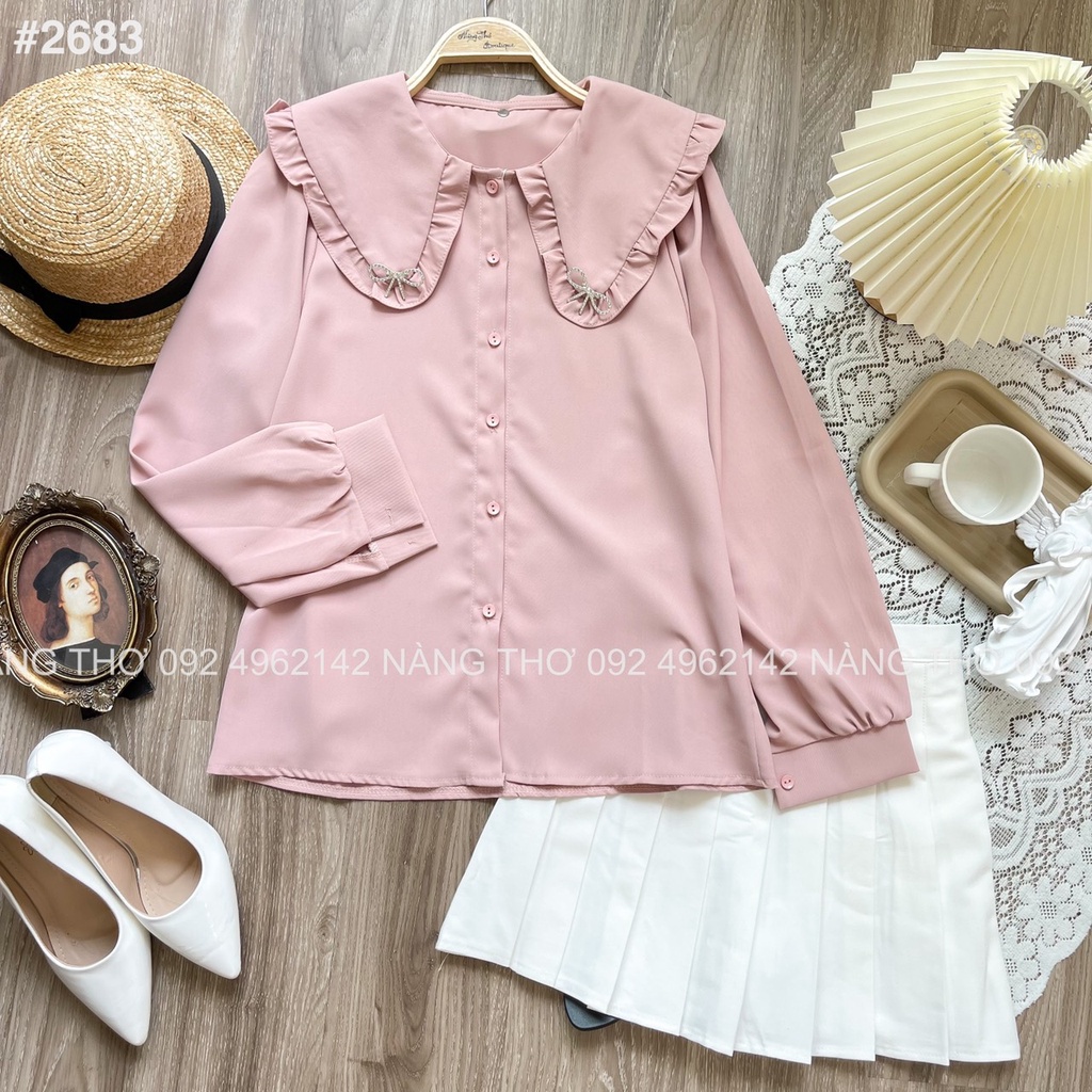 Áo sơ mi cổ bèo Ulzzang 5 màu, tiểu thư, siêu xinh  2683
