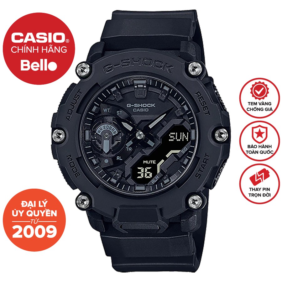 Đồng hồ Nam Dây nhựa Casio G-Shock GA-2200BB-1A chính hãng bảo hành 5 năm Pin trọn đời