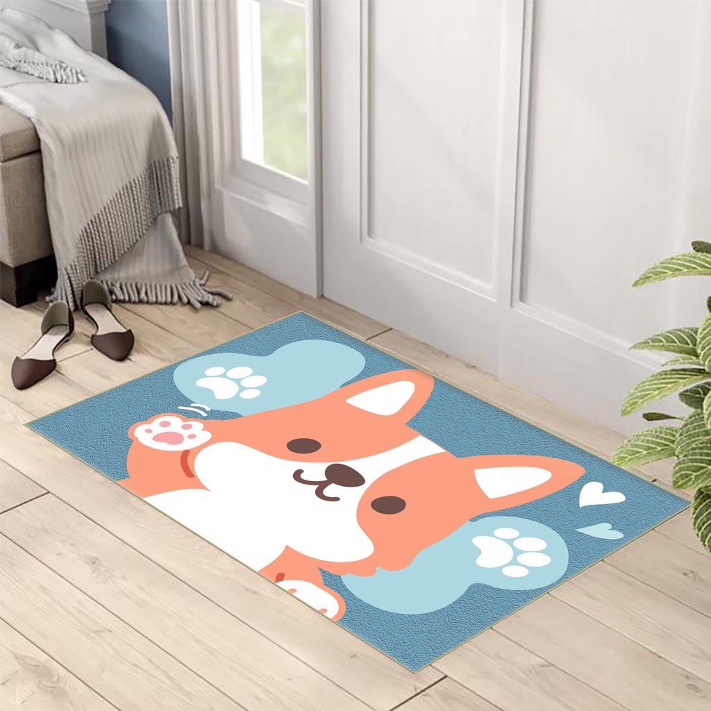 Thảm Lau Chân, Thảm Chùi Chân Thấm Nước Chống Trơn Trượt 40x60cm (hình siêu cute)