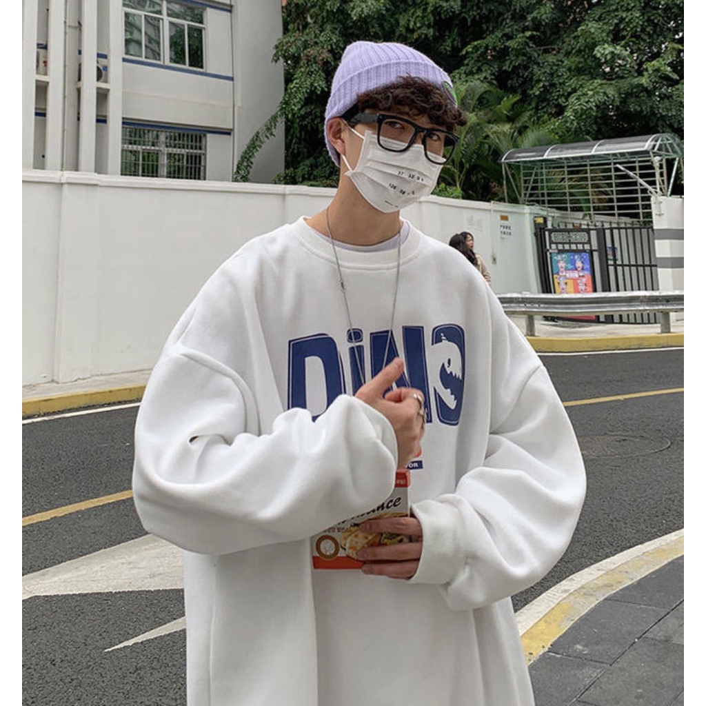 Áo swt , áo nỉ cổ tròn họa tiết chữ DINO from rộng