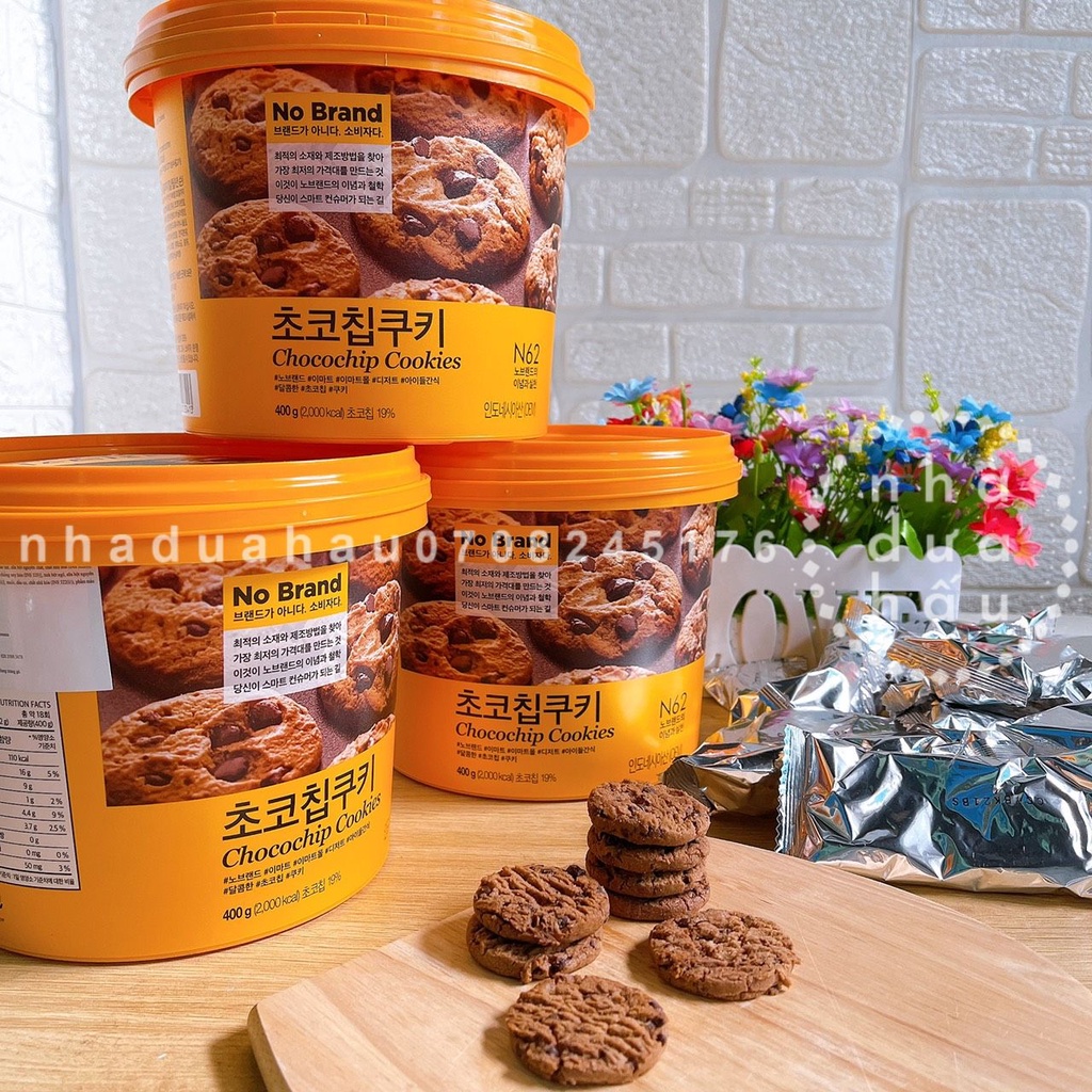 Bánh qui Hàn Quốc 3vị sô cô la chip/ bơ sữa dừa/ bơ truyền thống xô lớn 400g