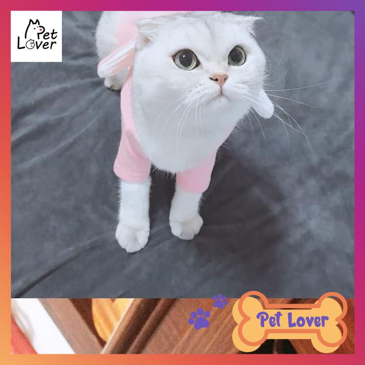[FREESHIP] Quần áo cho mèo, áo có mũ cho mèo, màu hường siêu cute, form thoải mái, mèo tha hồ chạy nhảy (mũ đội hồng)