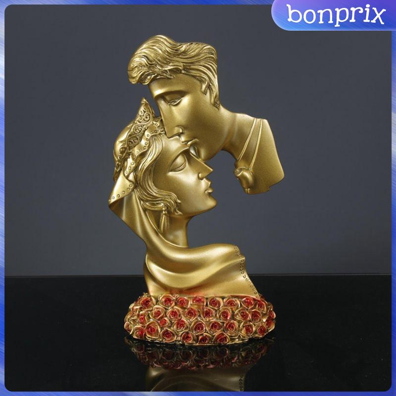 [Bon] Tượng Cặp Đôi Hôn Nhau Màu Vàng Phong Cách Châu Âu