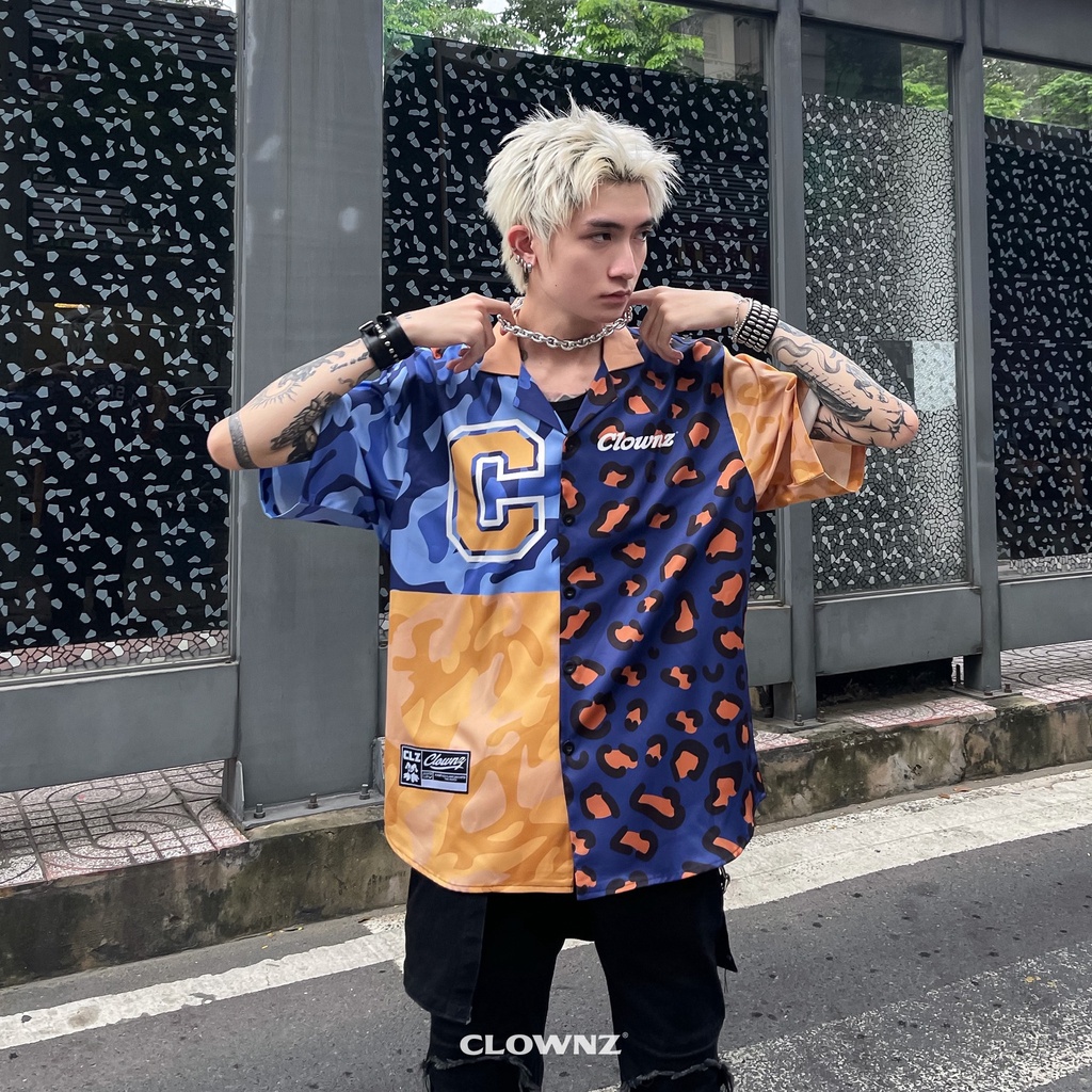 Set sơ mi ngắn tay local brand Clownz Leopard Camo Mix họa tiết da báo unisex nam nữ form rộng