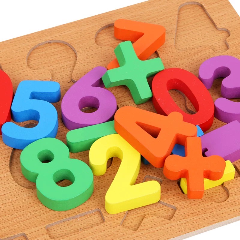 Bảng số nổi bằng gỗ số từ 1 đến 20 và phép tính - Đồ chơi giáo dục montessori 23x30cm