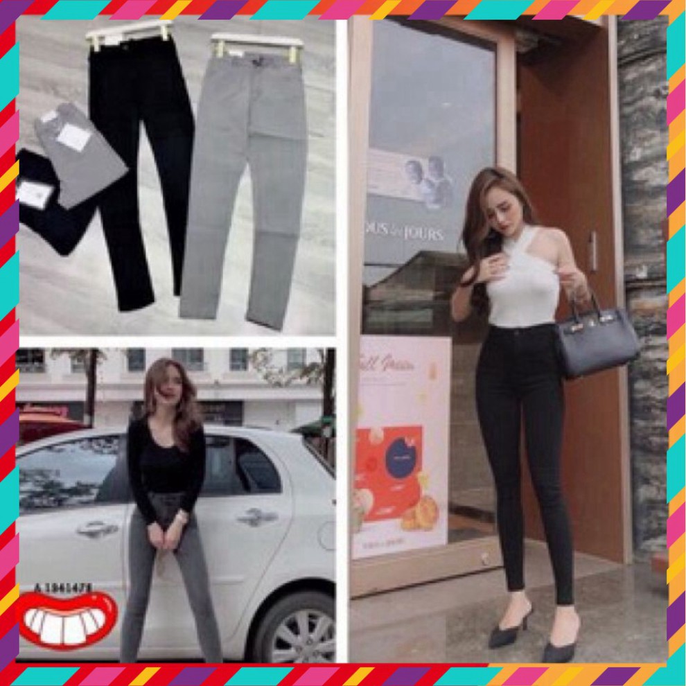 Quần jean nữ ⚡️LẺ BẰNG SỈ ⚡️ Quần bò giấy skinny cạp cao 2 cúc ôm sát tạo hiệu ứng chân dài