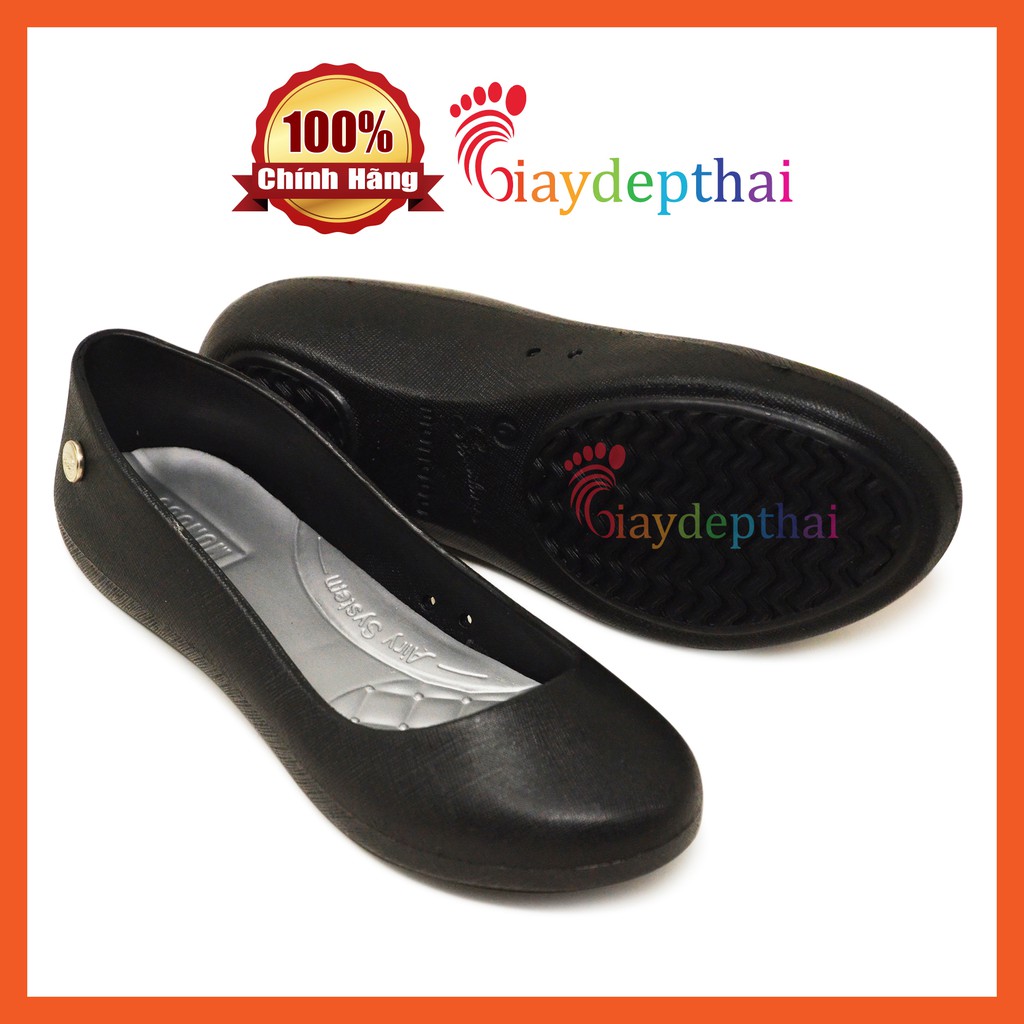 Giày nhựa nữ dáng búp bê đi mưa Thái Lan Monobo Emma (Màu đen)