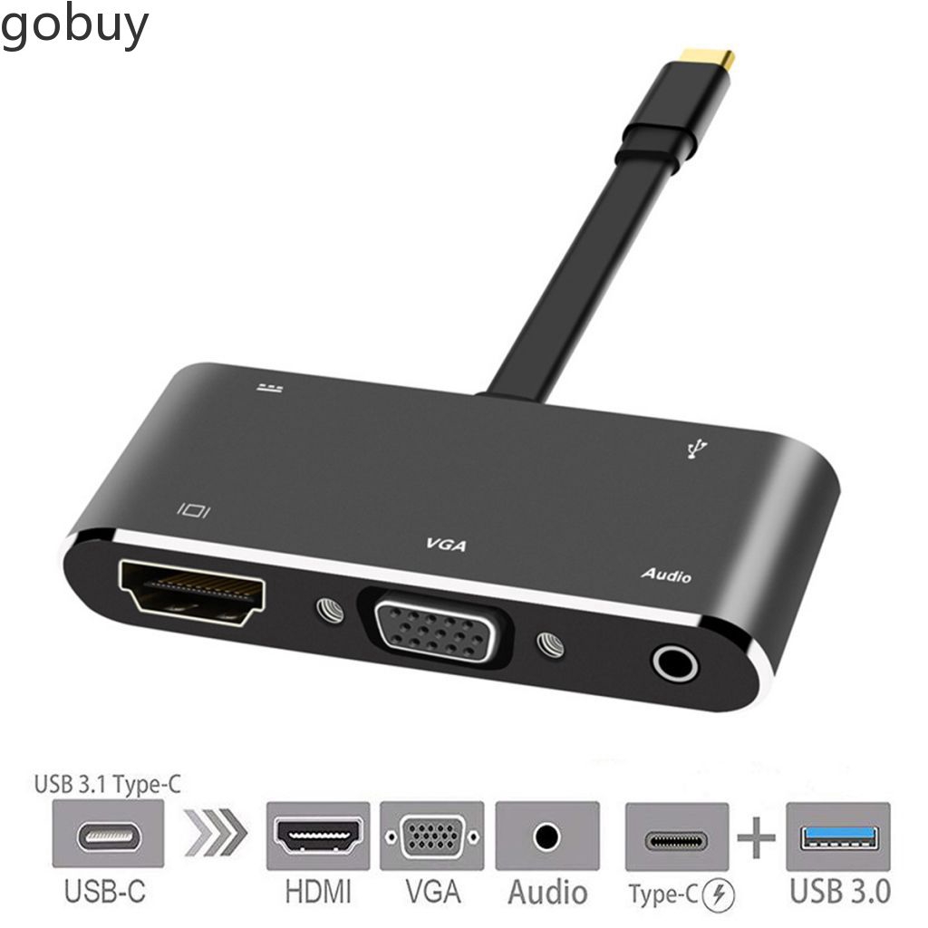 USB C to HDMI VGA Adapter TYPE-C to HDMI+VGA+AUDIO+USB3.0+PD Adapter cable for Macbook Samsung vn