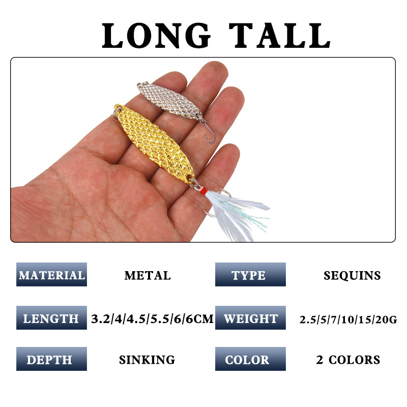 Mồi Câu Cá Nhân Tạo Màu Phản Quang Có Lưỡi Câu Hình Quả Dứa Và Lông Vũ Dài Hàng Mới Tấn Công Mandarin