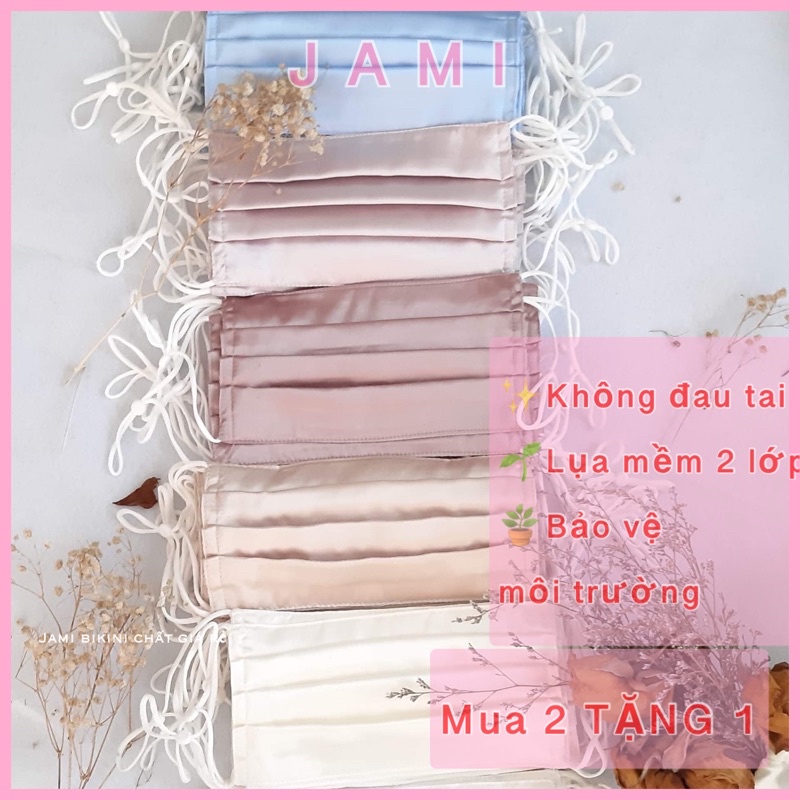 Khẩu trang y tế lụa cao cấp chống bụi kín đáo nhà may dây đeo khẩu trang chống đau tai