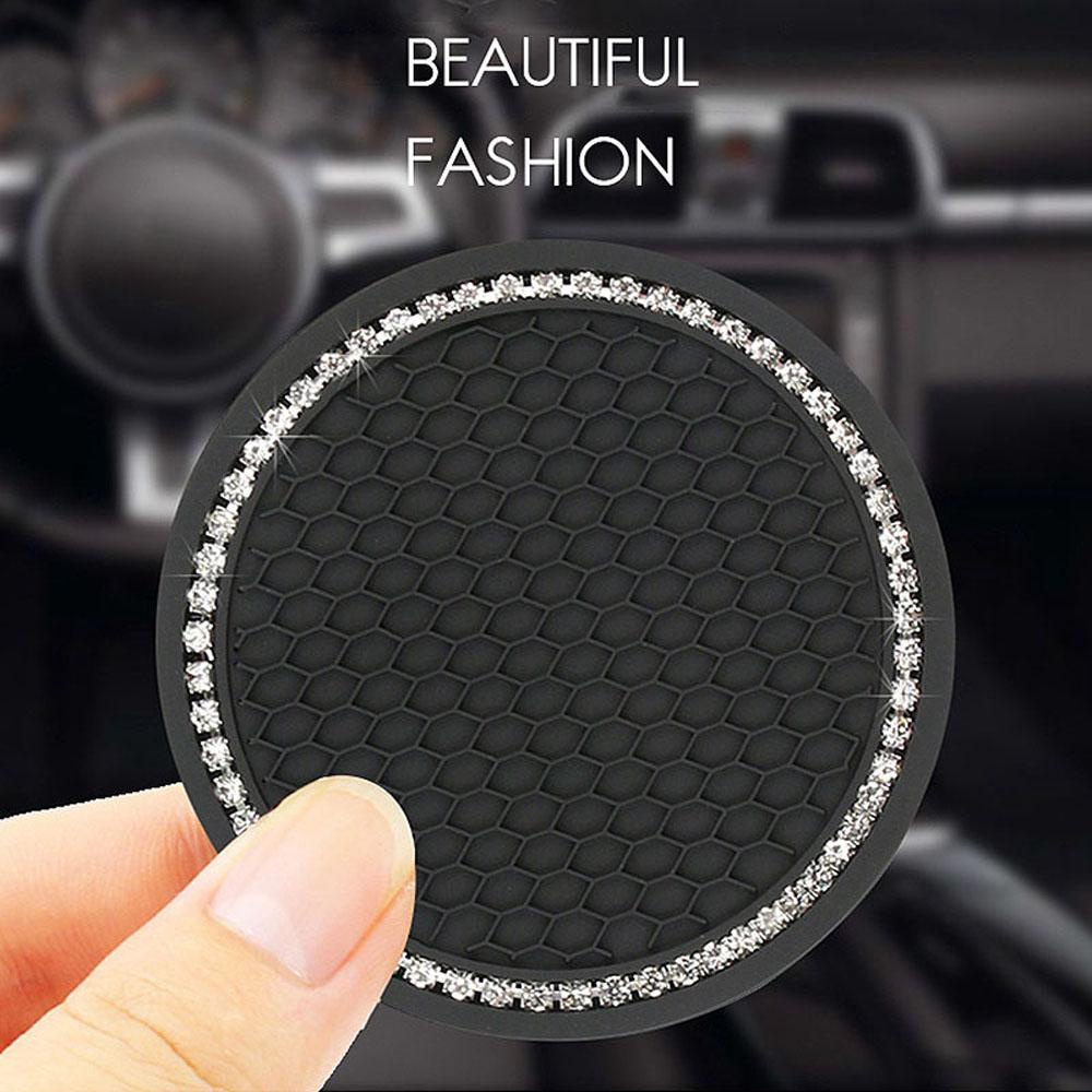 Bộ 2 Miếng Lót Cốc Chống Trượt Siêu Bền Họa Tiết Lấp Lánh Cho Xe Hơi VANES1