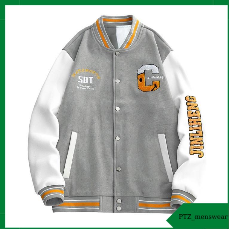 Áo khoác bomber nam nữ form rộng kiểu dáng bóng chày PTZ4 nhiều mẫu mới đẹp PTZ.4