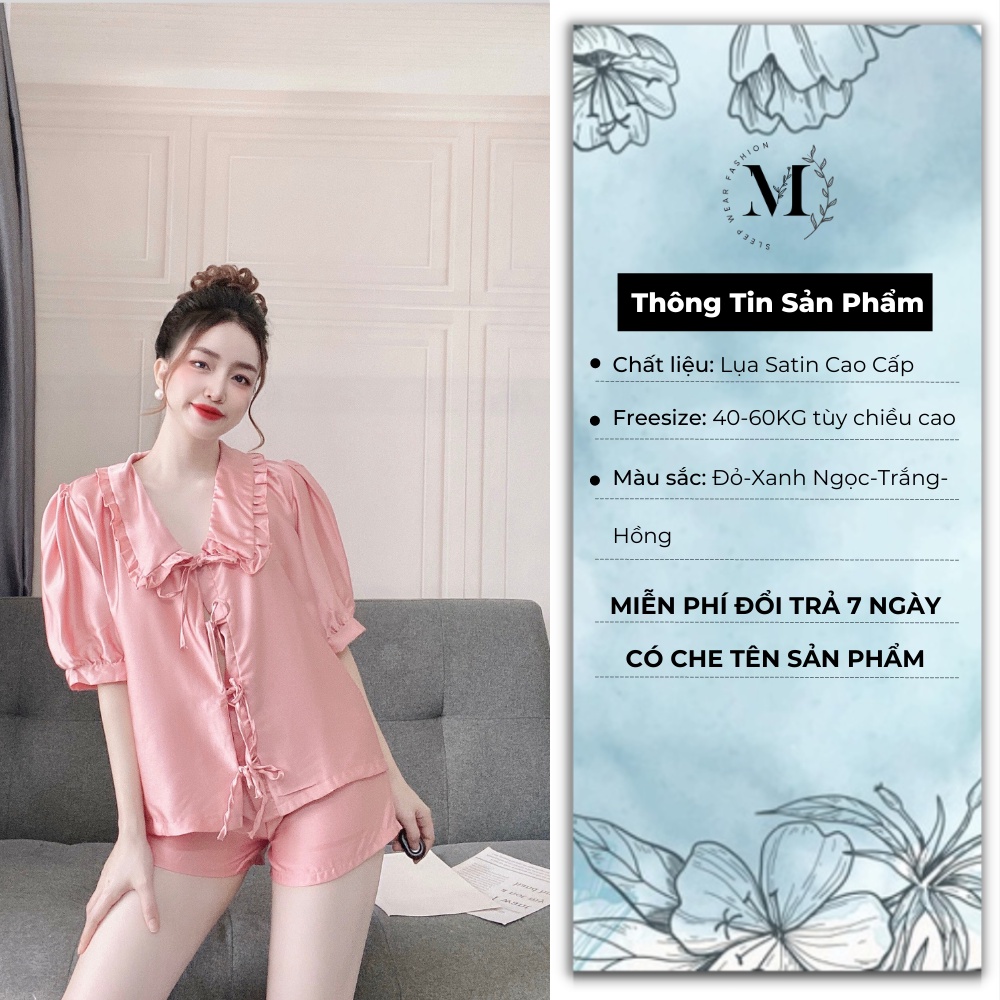 [ Lụa Cao Cấp ] Đồ ngủ tiểu thư sexy tay ngắn cột dây nơ gợi cảm mặc nhà chất liệu lụa satin mềm mịn 036 | BigBuy360 - bigbuy360.vn