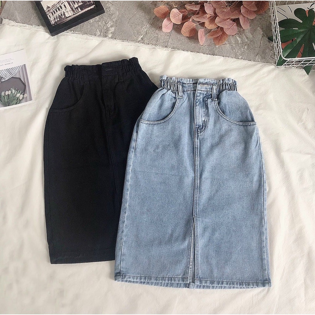 CHÂN VÁY JEAN DÀI XẺ TÀ TRƯỚC