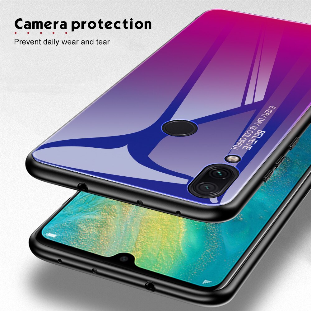 Ốp Lưng Mặt Kính Cường Lực Hiệu Ứng Chuyển Màu Cho Xiaomi Redmi 7 6a Pro 5 Plus Note 7 5 6 Pro Mi 8 Lite Mi A2 Lite A1 Mix 3 9 Pocophone F1