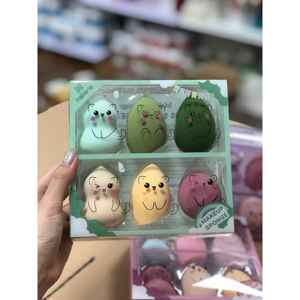 Set 6 Bông Phấn Mút Tán Nền Habaria makeup Sponge