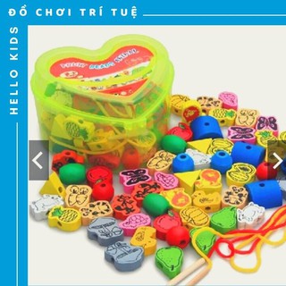[HÀNG CAO CẤP] Bộ xâu hạt gỗ hình trái tim nhiều chủ đề