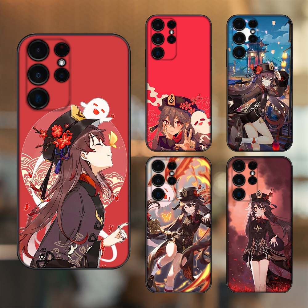 Ốp lưng Samsung S21 Ultra, S22 Ultra viền đen in hình Hutao Genshin Impact