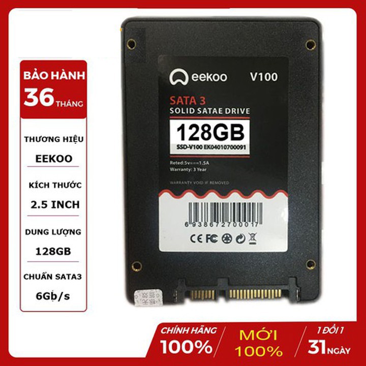 Ổ CỨNG SSD EEKOO V100 dung lượng 128G hàng chính hãng của VINAGO