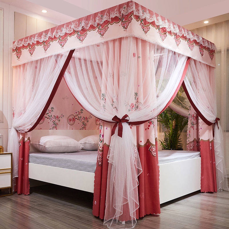 Hộ gia đình Công chúa gió dày lên giường Tài khoản muỗi Rèm một mảnh Giường chống gió và chống bụi 1,2m1,5 mét 1.8 Doubl