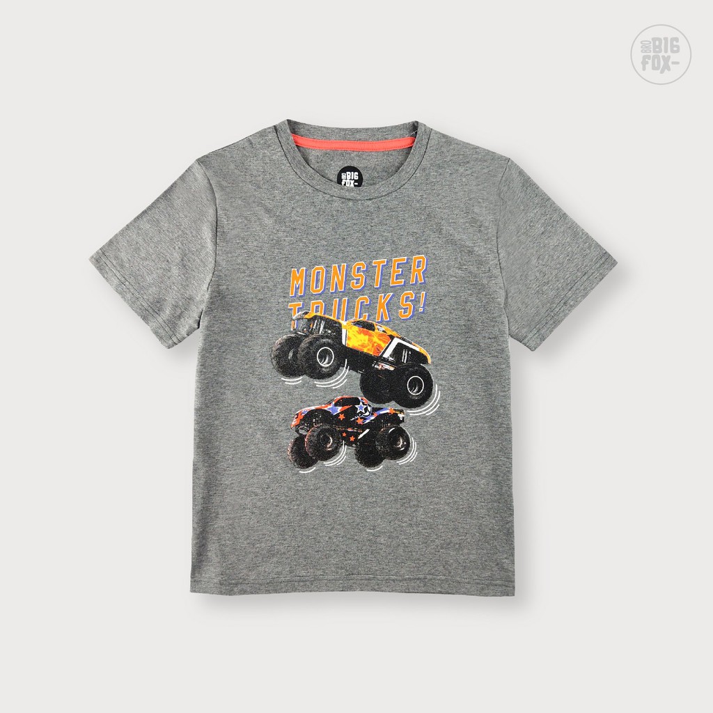 Áo Phông Bé Trai Bigfox Hè, Áo Cộc Tay Trẻ Em Ô tô Monster Truck 3-11, Size Đại, Chất Cotton