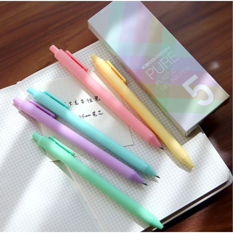 Set 5 bút Kaco Green Pure Pastel mực đen