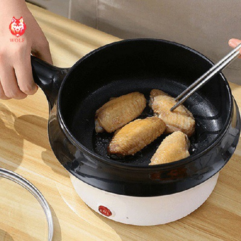 Ca nấu mì siêu tốc, nồi nấu đa năng mini siêu tốc 18cm + Tặng kèm khay hấp