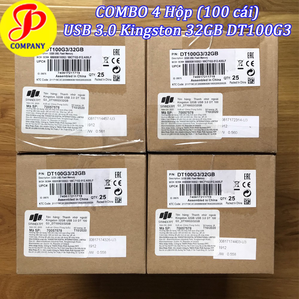 COMBO 4 Hộp USB Kingston DT100G3 32GB 3.0/3.1 - Chính hãng | BigBuy360 - bigbuy360.vn
