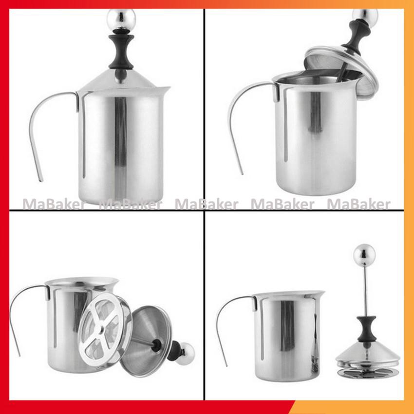 Ca đánh sữa lạnh, tạo bọt café, capuccino, latter art bằng inox cao cấp, siêu bền đẹp 400ml, 800ml - MaBaker