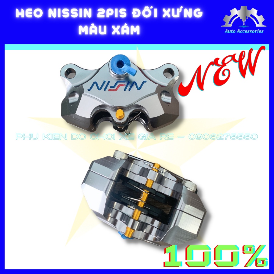 Heo Dầu Trước Nissin 2piston đối xứng Kèm Pát CNC Pát Trước xe AB Vario Vision Click Mio Luvias Xìpo Nouvo Sonic đĩa ZIN