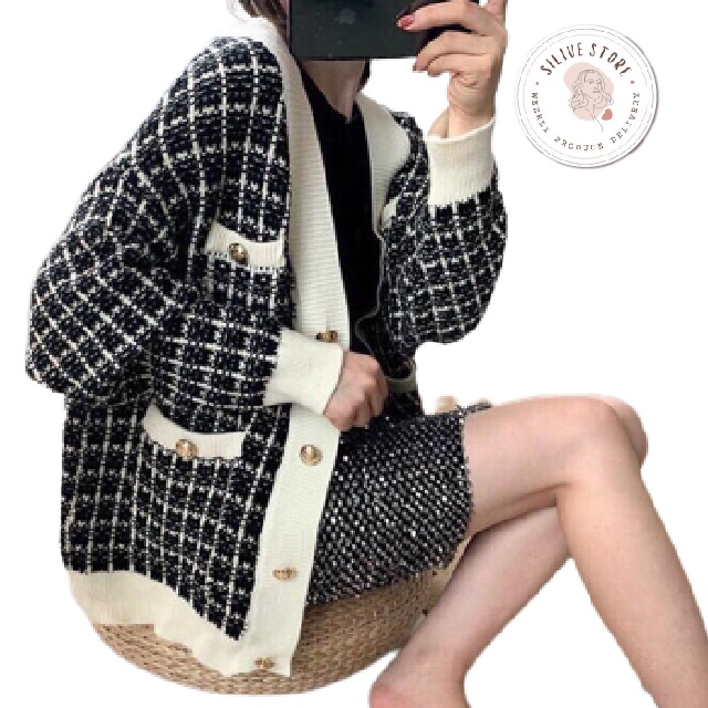 Áo len cardigan silive Áo khoác len dáng dài, Chất len dày dặn, Kiểu dáng năng động, trẻ trung