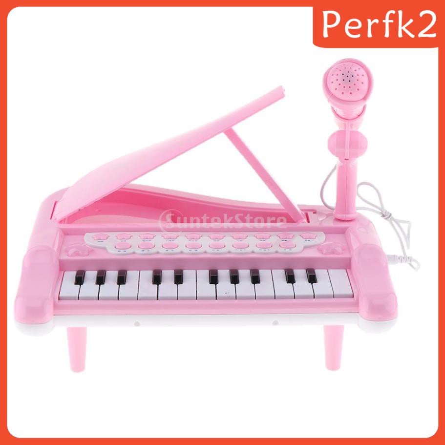 Đàn Piano Điện Tử Perfk2 Có Micro Màu Hồng Cho Bé