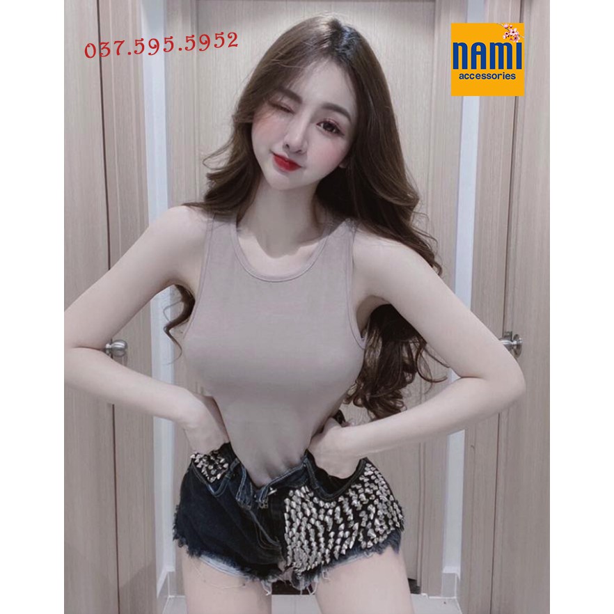 ÁO BODYSUIT SÁT NÁCH CỔ TRÒN SEXY - QANU035