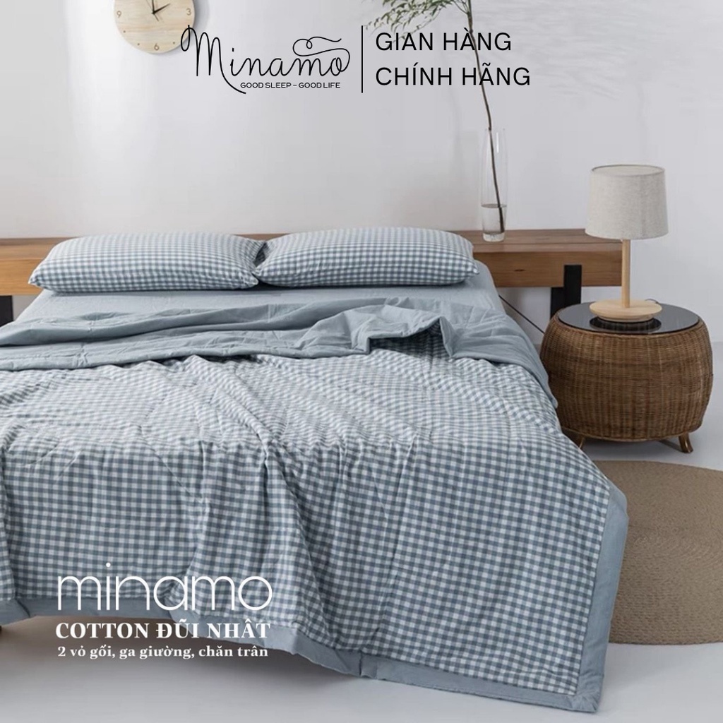 Bộ chăn ga gối Cotton Đũi Nhật Minamo cao cấp, siêu mềm mại, không kích ứng da, không phai màu - D10 | BigBuy360 - bigbuy360.vn