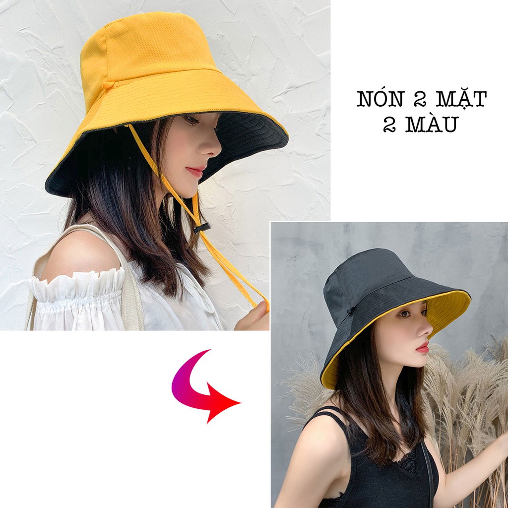 Mũ Vải 2 Mặt Chống Nắp Solid Color Korea