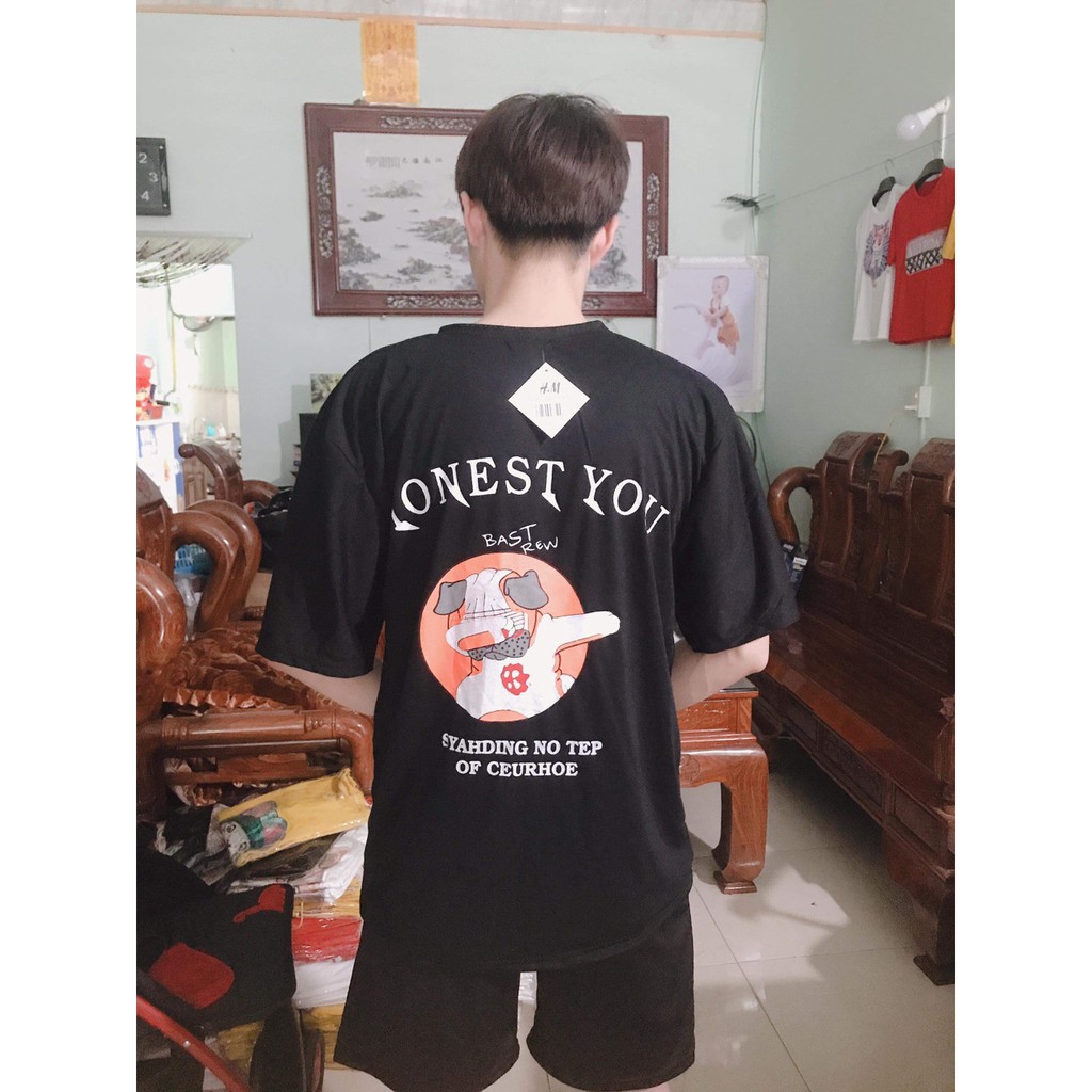 Áo thụng tay lỡ Unisex H.ONESTY.OU. chú chó ( kèm video ảnh thật )