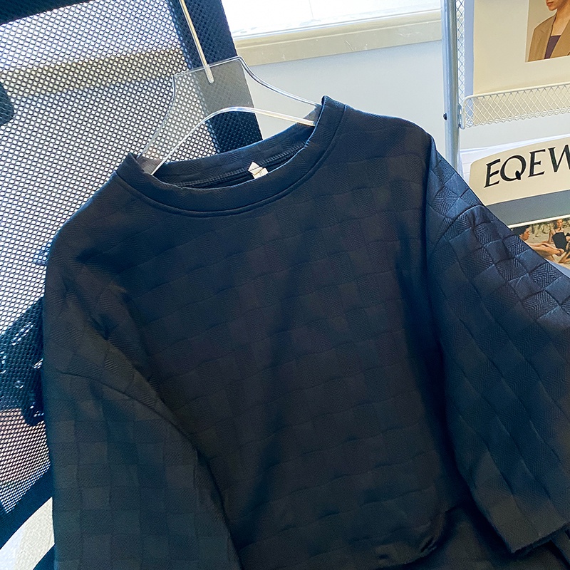 ZHELIHANGFEI Áo Thun Ngắn Tay Dáng Rộng Họa Tiết Ca Rô Xinh Xắn Dễ Phối Đồ