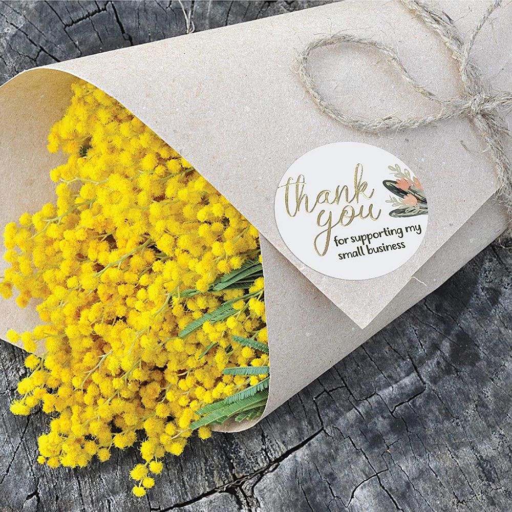 Cuộn 500 nhãn dán in chữ Thank You trang trí quà tặng xinh xắn tiện dụng