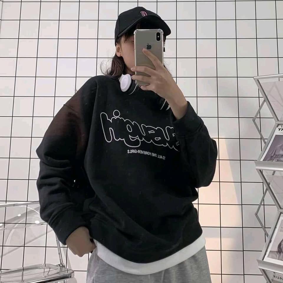 Áo nỉ Sweate chữ ngực Chât nỉ coton bao dày l1 bo viền cổ phối vạt | BigBuy360 - bigbuy360.vn