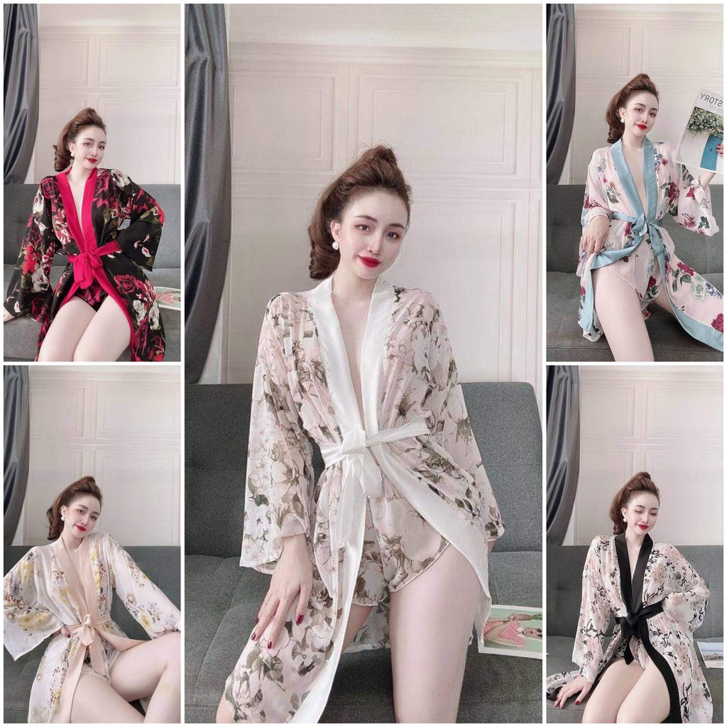 Set áo choàng, áo khoác ngủ chất vải đẹp, mát, phom dáng rộng đồ ngủ bigsize dưới 60kg- tùy chiều cao | BigBuy360 - bigbuy360.vn