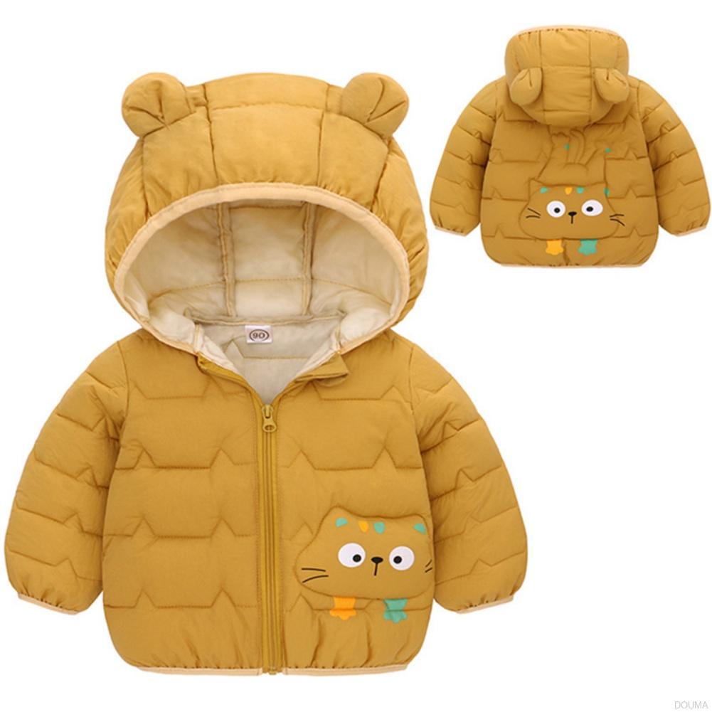 Children's Down Cotton-Padded Jacket Baby Short Ear Hooded Coat