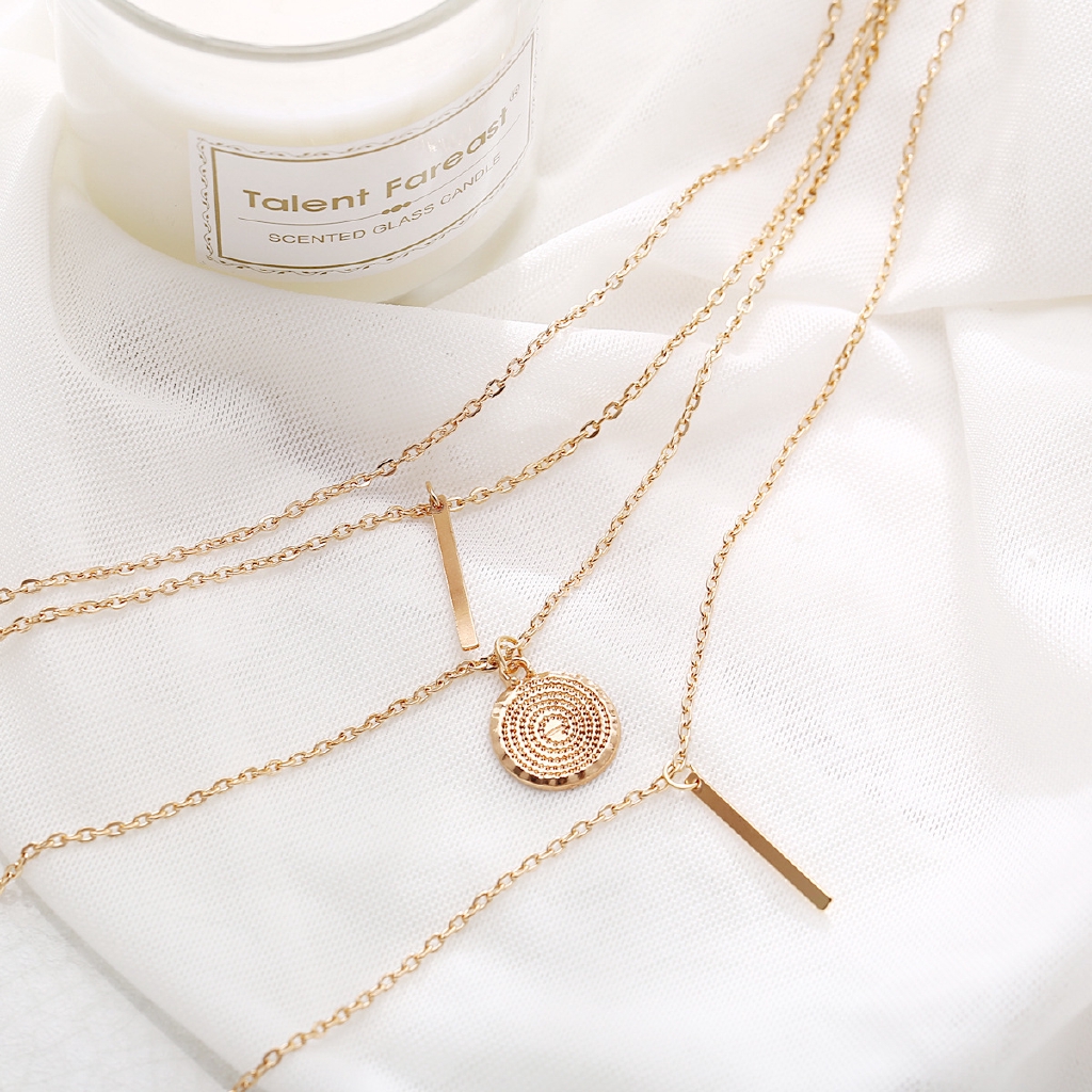 Dây chuyền AY nhiều lớp mạ vàng phong cách cổ điển thời trang dành cho nữ