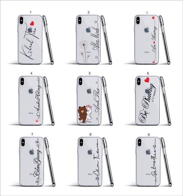 Ốp lưng in tên nghệ thuật các dòng điện thoại iPhone, Samsung, oppo, Huawei, vivo