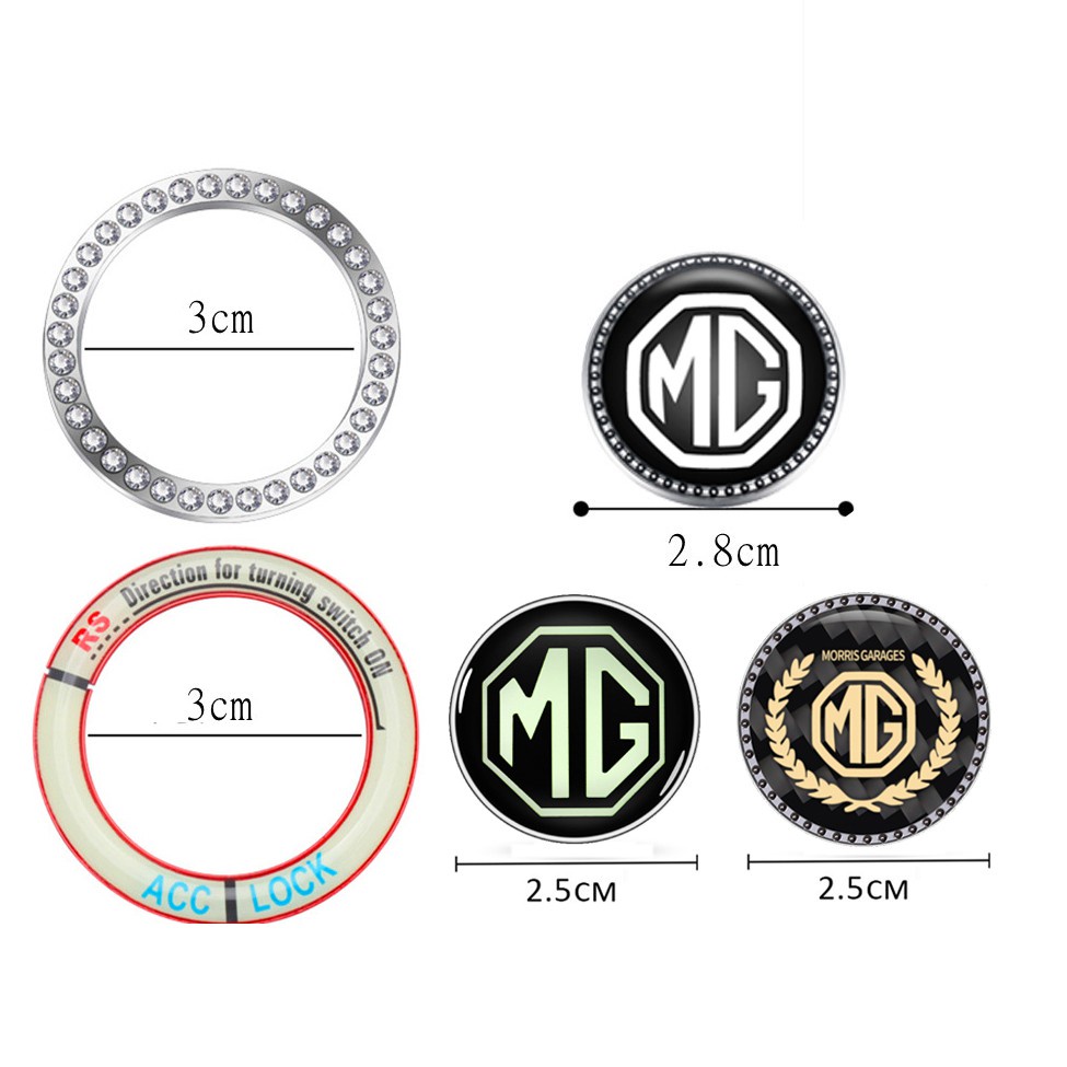 Miếng dán trang trí nút khởi động xe hơi một nút bấm đính đá 3D bằng hợp kim thích hợp cho Mg Zs Hs Mg3 Mg5 Mg6