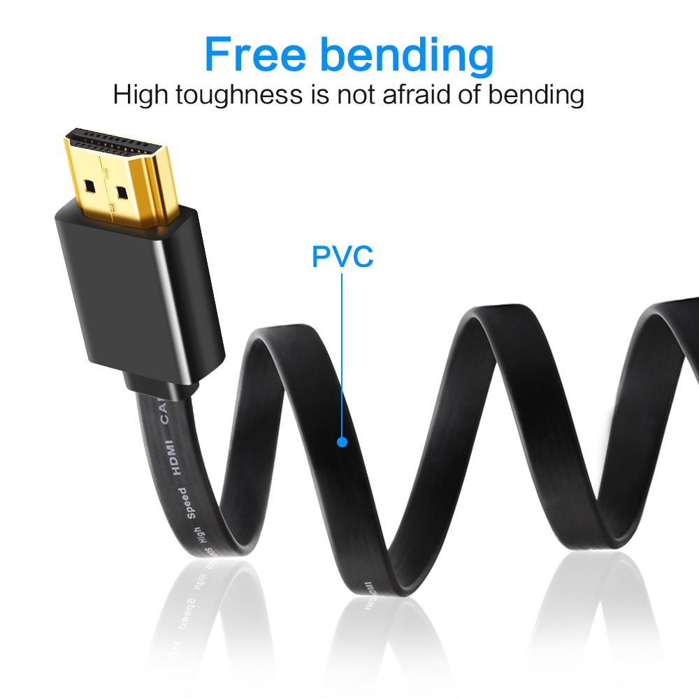 Dây Cáp Phẳng 4K HDMI 2.0 0.5m 1m 2m 3m HD 4K 3D HDMI Cho Máy Chiếu HDTV DVD 1080P