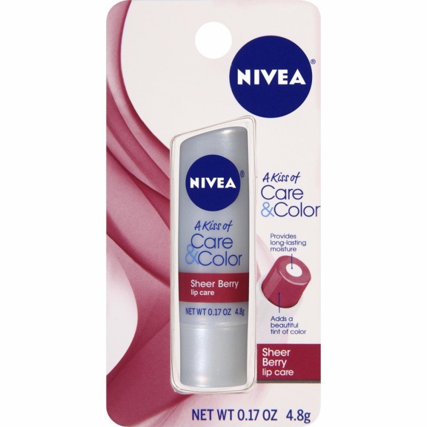 Son dưỡng môi hồng NIVEA Care &amp; Color Sheer Berry Lip Care 48g (Mỹ)